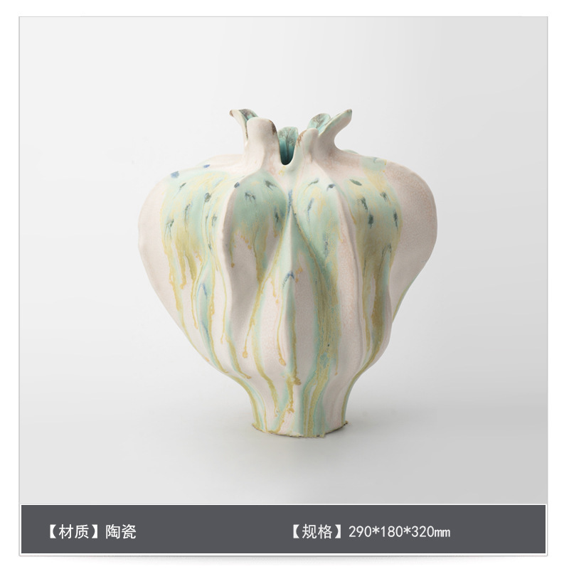 中世スタイルのセラミックフラワー花瓶装飾アートB&Bモデルルームゲストテーブルハイエンドフラワーアレンジメント装飾|undefined