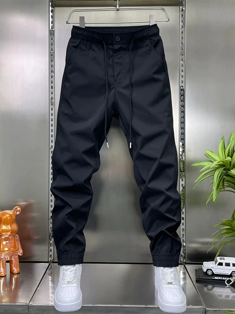 Дышащие универсальные брюки для бега, мужские простые модные освежающие тонкие повседневные брюки, новые летние свободные длинные брюки