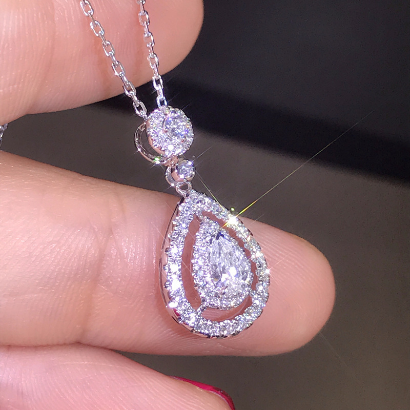1 Piece Fashion Water Droplets Alloy Plating Inlay Artificial Diamond Womenu0027S Pendant Necklace