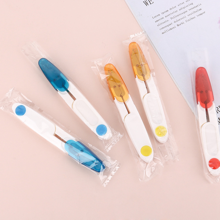 彩色透明u型剪刀安全弹簧纱剪十字绣剪刀钓鱼剪刀批发不锈钢剪刀