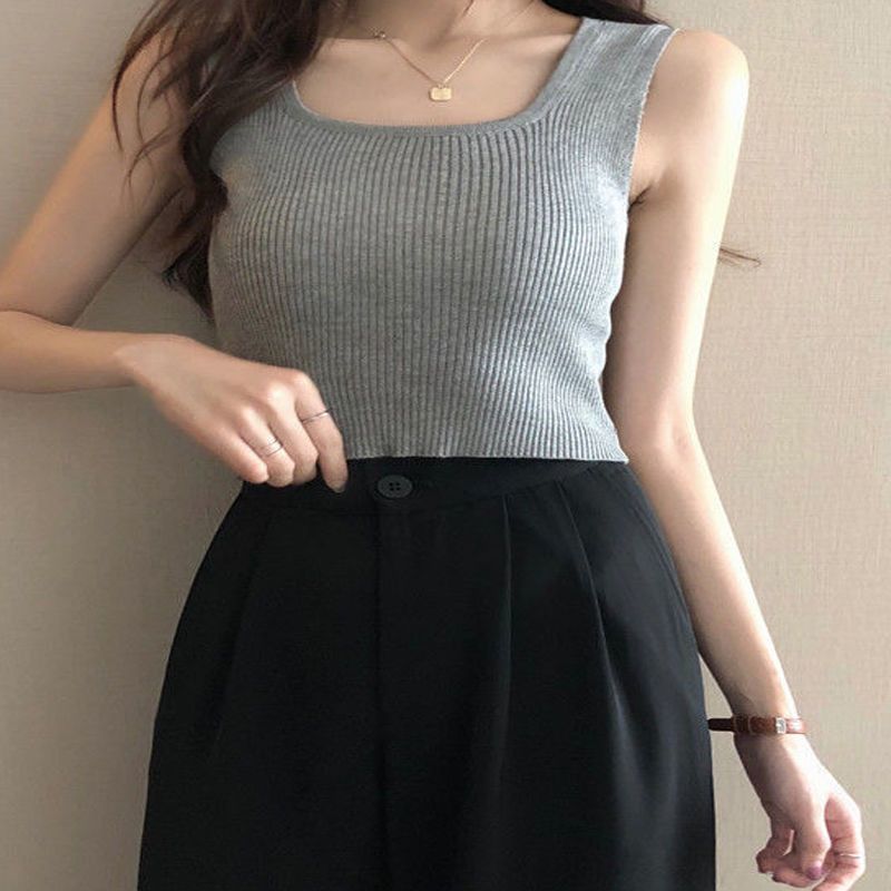 ホットガールショートノースリーブトップ女性のドーパミン着用夏服純粋な欲望スクエアネック右肩シャツデザインリボン|undefined