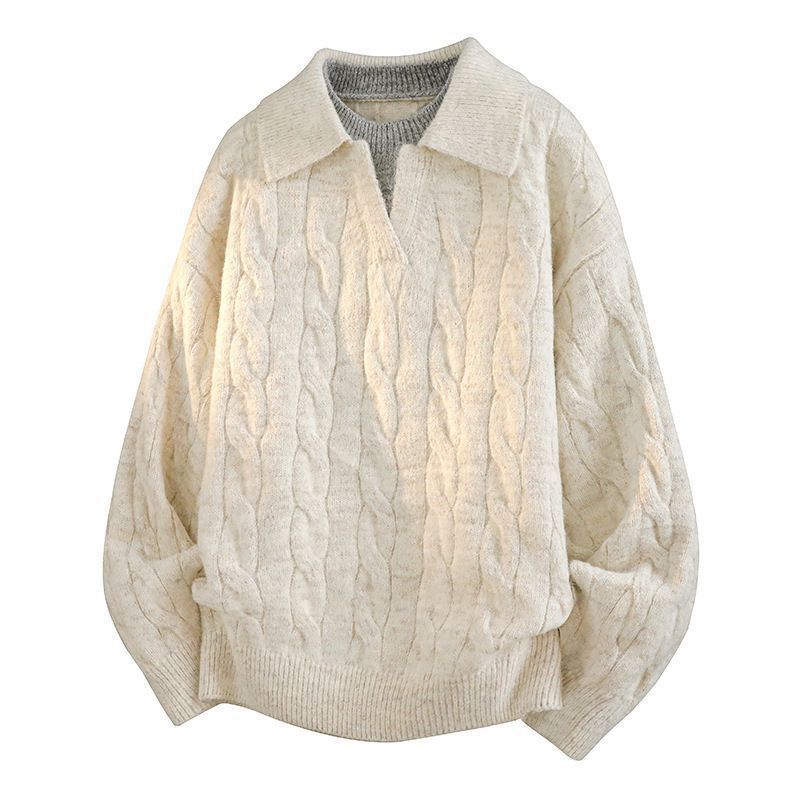 Explosiones transfronterizas de tamaño grande falso de dos piezas de polo camisa de punto de torsión suéter hombre viejo dinero fábrica de moda al por mayor