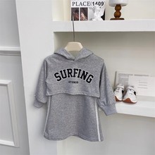 女童2025秋季新款韩版背心裙印花套装儿童字母印花带帽卫衣两件套