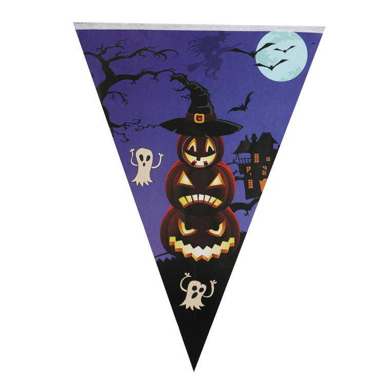 10 cuerdas de doble cara impresión de papel de Halloween triángulo bandera KTV bar centro comercial decoración atmósfera tire bandera