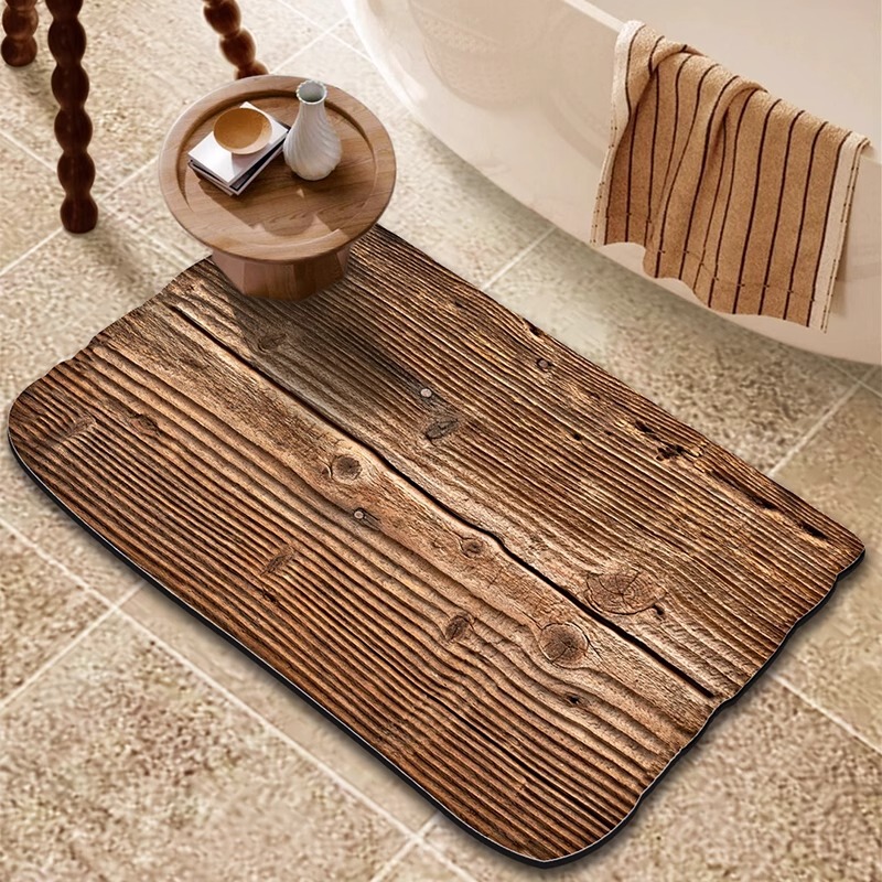 Retro Wood Grain Bathroom Floor Mats, Household Water-Absorbent Non-Slip Floor Mats, High-End Irregular Floor Mats, Diatom Mud Floor Mats Retro Wood Grain Bathroom Floor Mats, Household Water-Absorbent Non-Slip Floor Mats, High-End Irregular Floor Mats, Diatom Mud Floor Mats