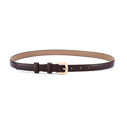Autumn new style imitation leather gold buckle thin belt women's fashionable small fragrance style decorative sweater skirt small belt Japanese and Korean fashion