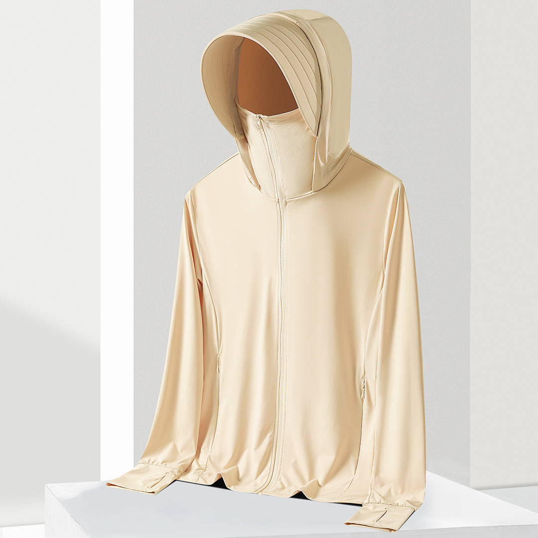 Summer Outdoor Sports Leisure couple Ice Silk sun protection clothing men's solid color breathable ultra-thin UV protection skin clothing women