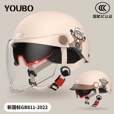 Motosiklet kaskı (dəbilqə) — light half helmet ear protection - khaki-double-mirror-3c-certification-paint