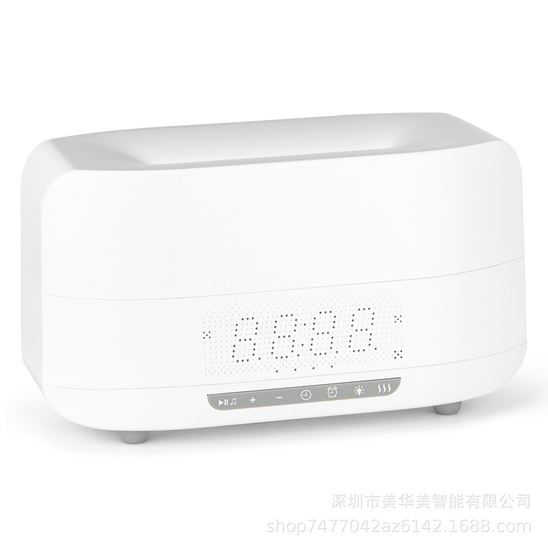 加湿器家用时钟蓝牙音响卧室仿真火焰灯氛围香薰机智能跨境新款|undefined
