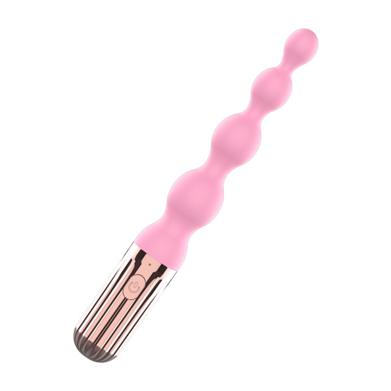 Vibrating Anal Beads Stimulator with Button Control, Silicone, Pink — detail image 10