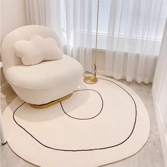 Lambswool cream-style round rug living room minimalist luxury sofa pad bedroom room rocking chair computer chair pad