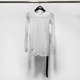 SUBHUMAN女款丨多细节拼接薄料女士透明性感舒适棉质打底长袖T恤