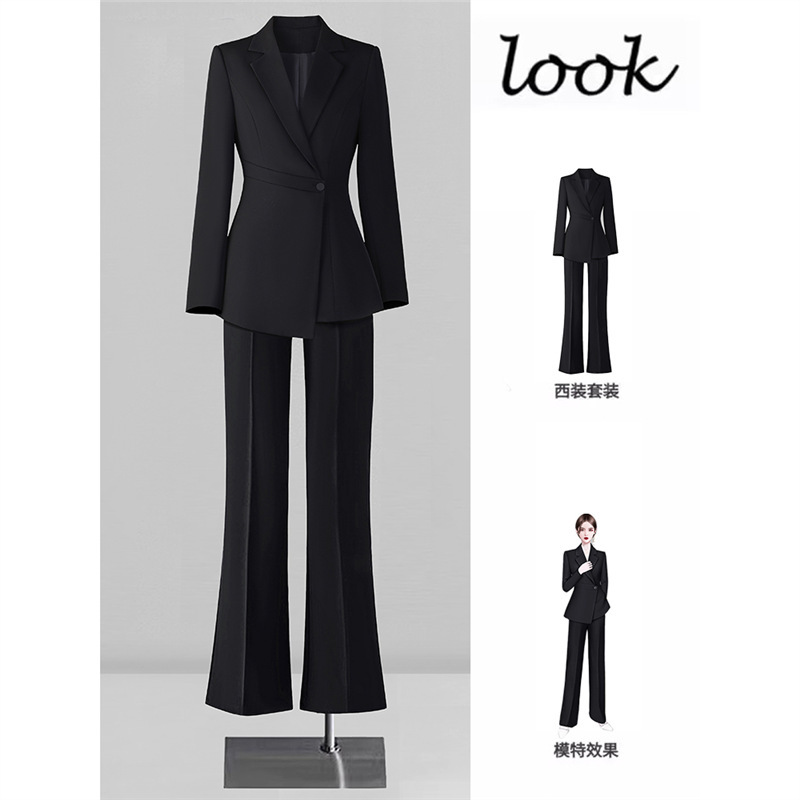 Black Blazer Women's Waist-Cinching Capable Chorus Conductor Suit High-End Slim Work Clothes Professional Suit Black Blazer Women's Waist-Cinching Capable Chorus Conductor Suit High-End Slim Work Clothes Professional Suit