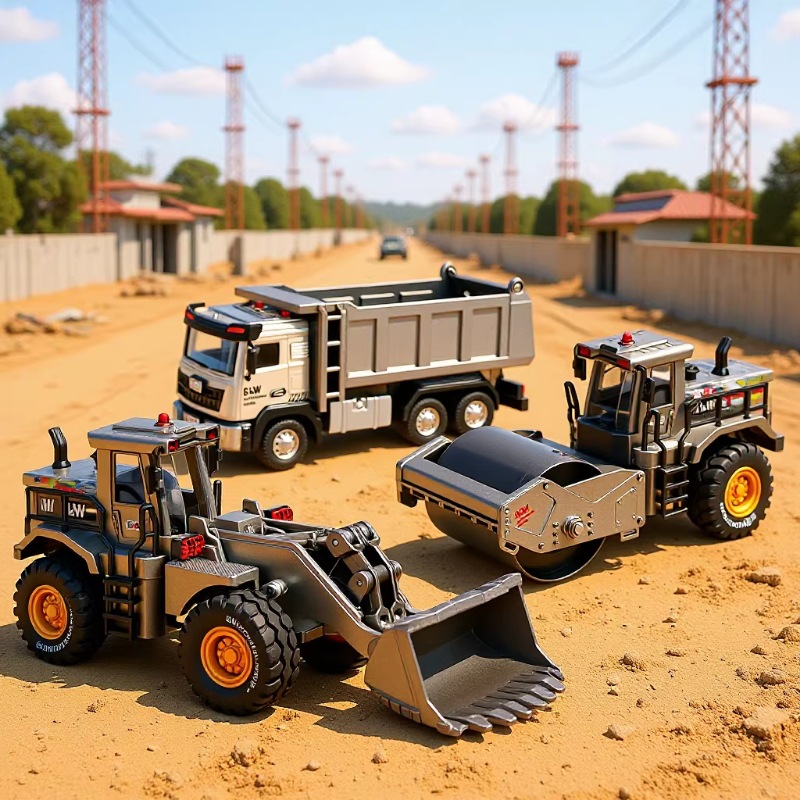 Steel Alloy Forklift Engineering Vehicle Children's Toy Road Roller Sliding Forklift Snow Shovel Bulldozer Model for Boys