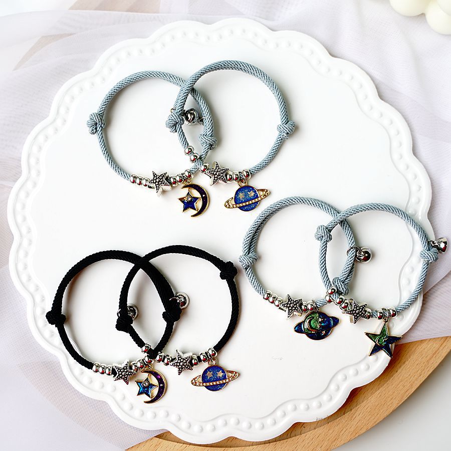 1 Pair Fashion Star Moon Alloy Rope Enamel Unisex Bracelets display picture 1