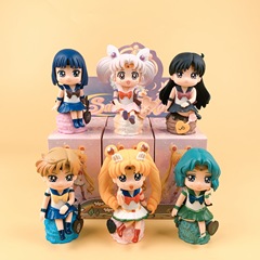 Q-version Pretty Soldier Sailor Moon figure, Water Ice Moon Usagi Tsukino doll model, desktop car carrier girl ornament