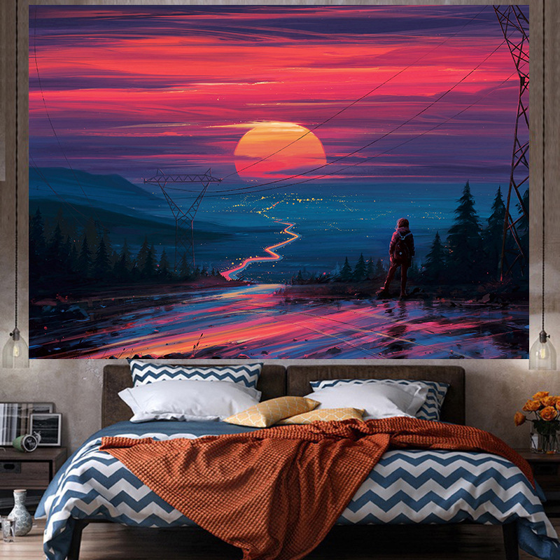 Tela de fondo ins estilo colgante papel pintado de tela dormitorio habitación renovación diseño noche lienzo cartel decorativo paño de pared