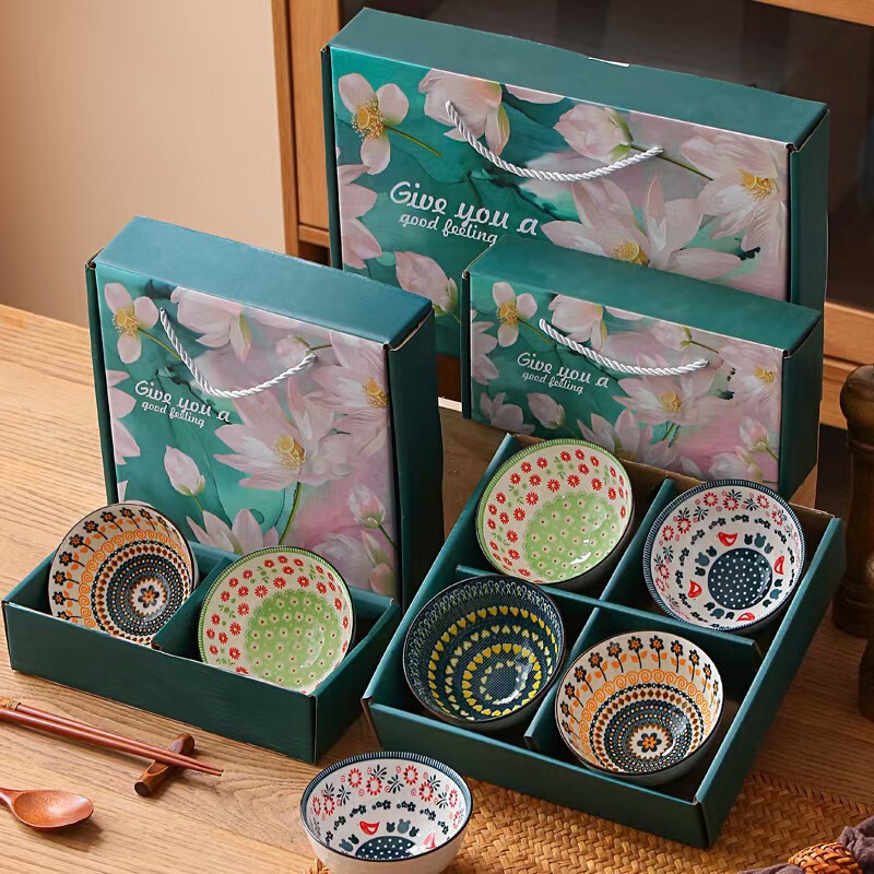 Japanese Ceramic Bowl Set Bowl Gift Box Wedding Company Opening Event Promotional Gift Practical Souvenir Small Gift