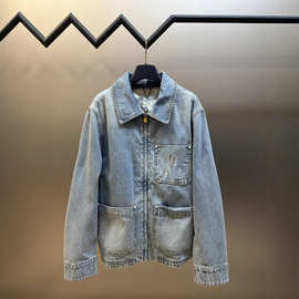 毒家现货正确版V家新款拉链工装牛仔夹克时尚百搭宽松版型男女款