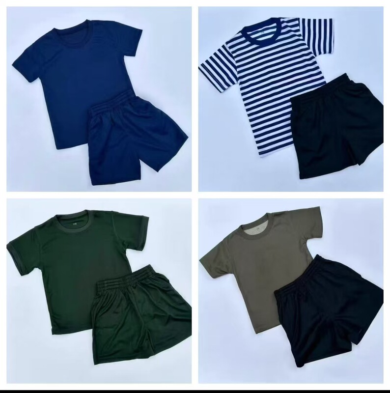 Summer Children's Short-Sleeved Physical Fitness Clothing, Quick-Drying Breathable Short-Sleeved Shorts Set, Kindergarten Outdoor Summer Camp Performance Clothing