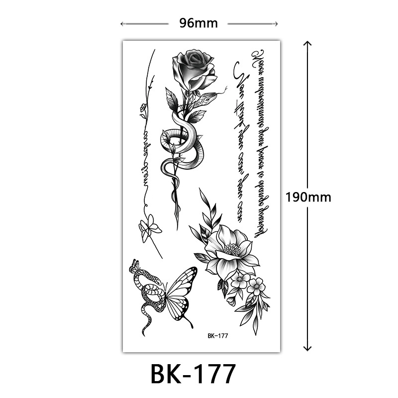 Tatuaje Temporal de Flores Boceto de Papel de Transferencia al Agua, Impresión por Transferencia de Agua, para Cuerpo image 183