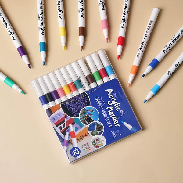 Acrylic marker pen suit 24/36 color student diy painting art waterproof painting water-based acrylic marker pen