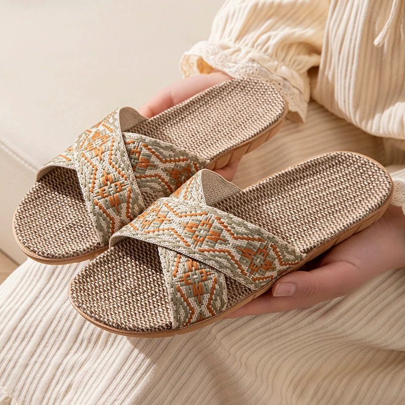 Открытые пальцы, скрещенные льняные четыре сезона для мужчин и женщин