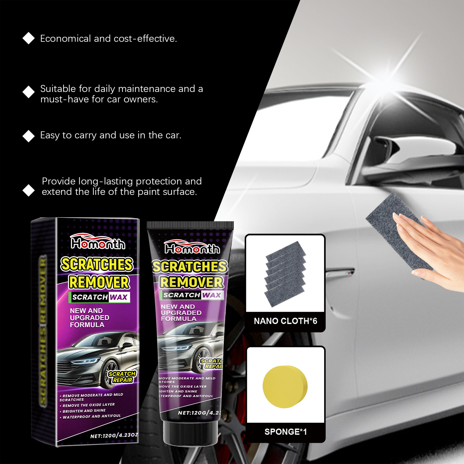 car scratch repair cream set car scratch remover car headlight paint surface care_voghion.com
