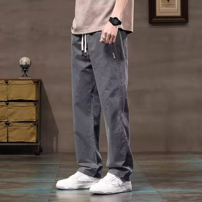 Мужские повседневные брюки на весну и лето, модный американский бренд, свободный крой, большие размеры, прямые брюки, молодежная мода, просто и стильно.