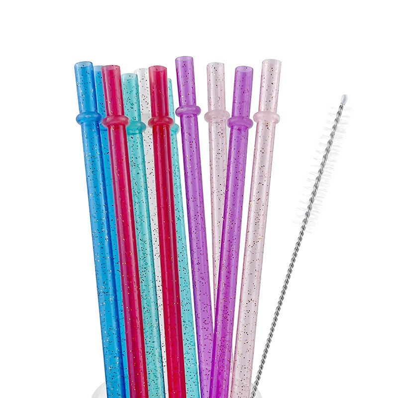 Nueva paja de plástico desechable color sólido paja de polvo de plata endurecida paja creativa paja de fiesta al por mayor