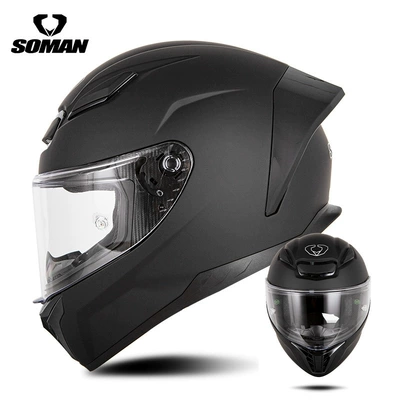 New SOMAN Motorcycle Racing Helmet — Motosiklet kaskı (dəbilqə) - matt-black-s