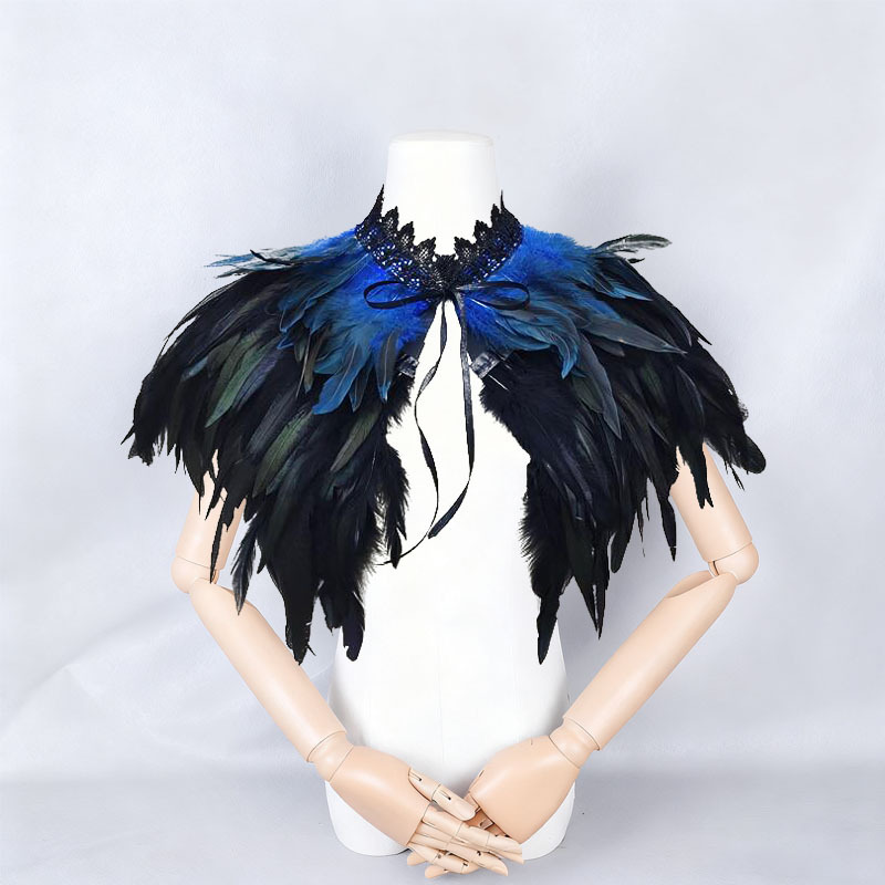 Challas de plumas, capa de lucha libre, baile de baile, chaleco de plumas, cuello falso, bib, capa de plumas gruesas, amazonas