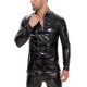 Cross-border ProducTs Men's PU Mirror BrighT LeaTher Long-sleeved Casual LeaTher JackeT Slim Zipper STand Collar T-shirT WiThouT Odor