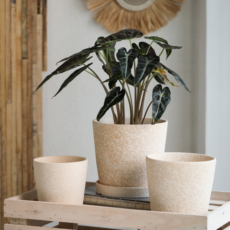 Rough Ceramic Flower Pot with a Plain-Fired Clay Surface, Irregular Round Shape, Breathable Yellow Clay for Root Control, Suitable for Planting Plants and Flowers