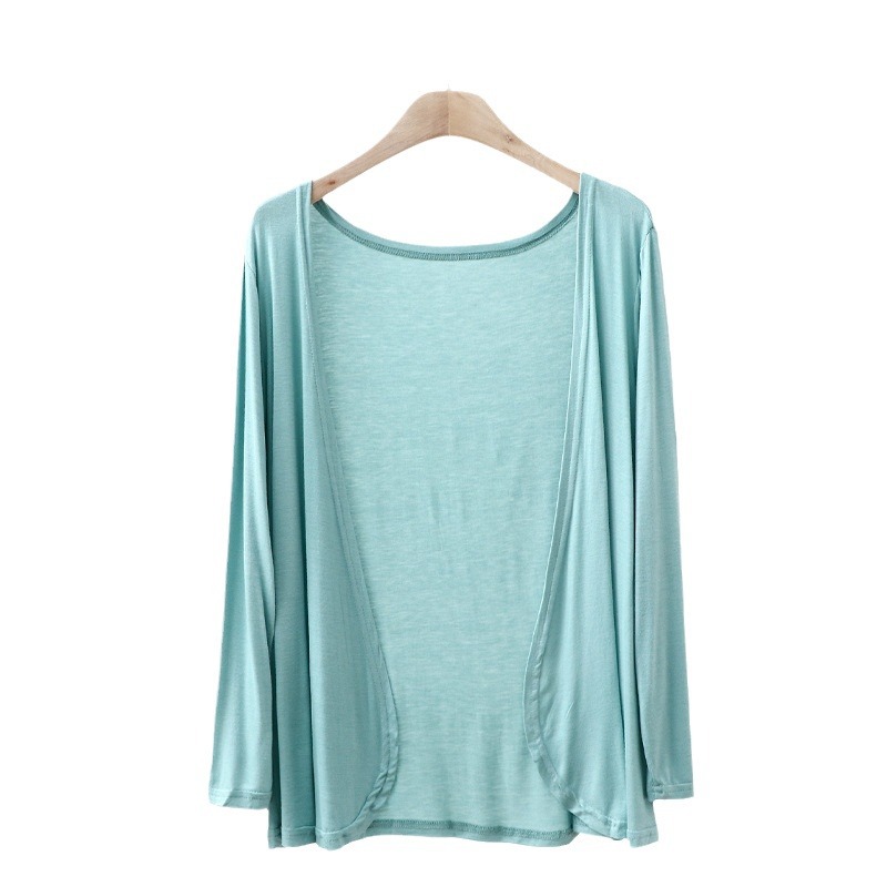 Modal Capa delgada nueva camisa de protección solar cubierta exterior color sólido manga larga superior gran arco cardigan moda image 6