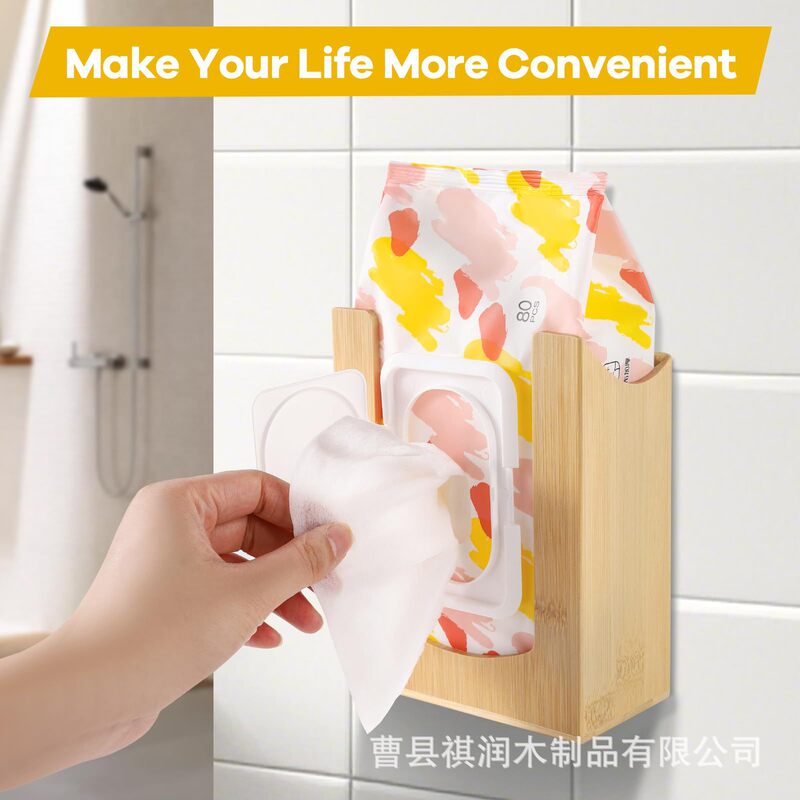Wooden Wet Wipes Dispenser Wall Mounted Bathroom Tissue Box Hanging Household Face Towel Storage Organizer Holder