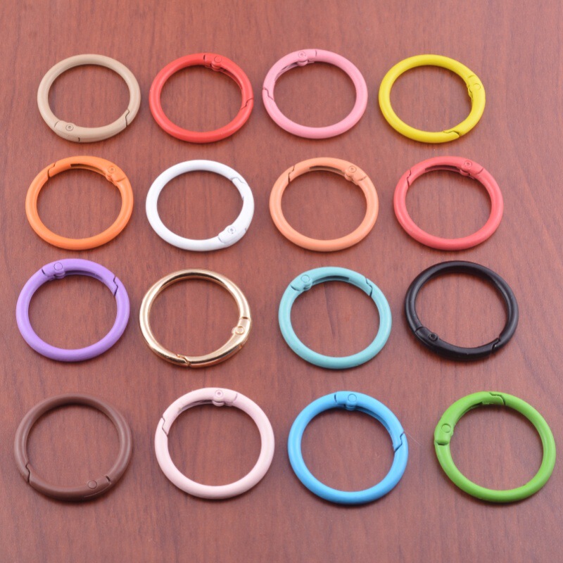 33mm Spring Buckle DIY Jewelry Accessories Metal Painted Colorful Key Ring Round Open Ring Spring Ring