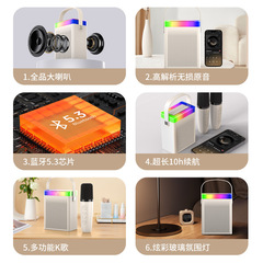 新款OP511無線藍牙音箱唱低音炮家用麥克風話筒K歌一體的音響家用