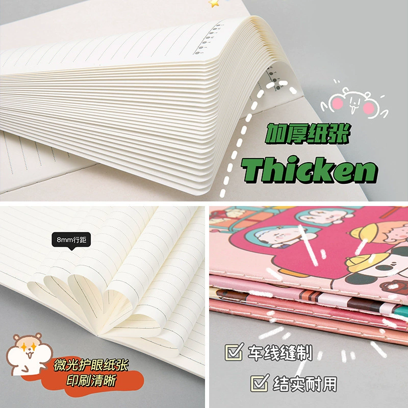 Cartoon notebook for students, book, laptop, print, scheduler