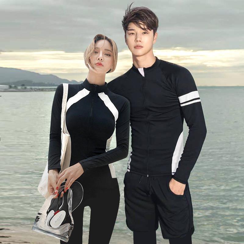 Couple Surfer Suit Women's Sunscreen Jellyfish Suit Swimsuit Men's Summer Diving Suit Split Long Sleeve Trousers Swimsuit Set