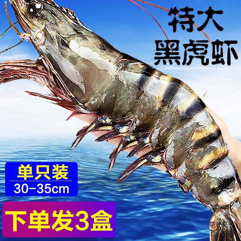 黑虎虾新鲜大虾老虎虾鲜活基围虾大速冻海鲜九节虾水产青岛