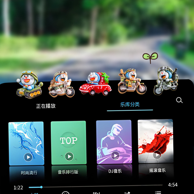 Ciclismo super lindo adornos de automóviles azul gordo pequeño dibujo animado consola central de navegación adornos de pantalla de cabezal sacuda