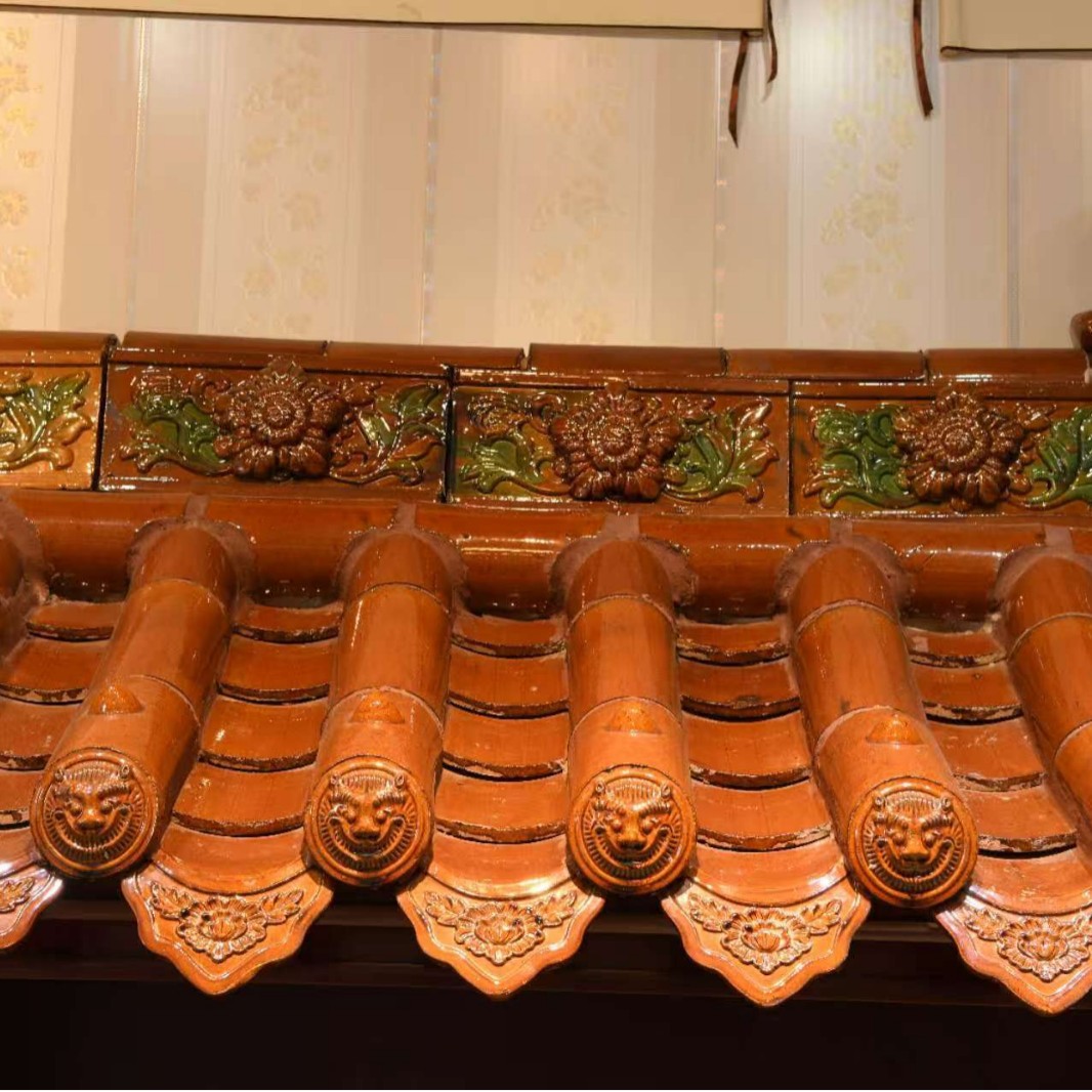 古建琉璃烧制瓦片屋顶园林寺庙房顶釉面庭院板瓦筒瓦勾头滴水屋脊