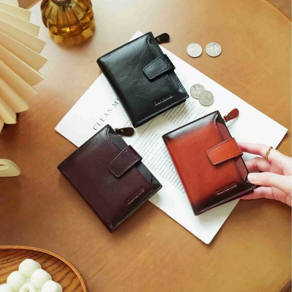 Popular Genuine Leather Men's Short Wallet 80% off Large Capacity Multi-card Slot Multi-functional Zipper Small Wallet Bank Card Holder