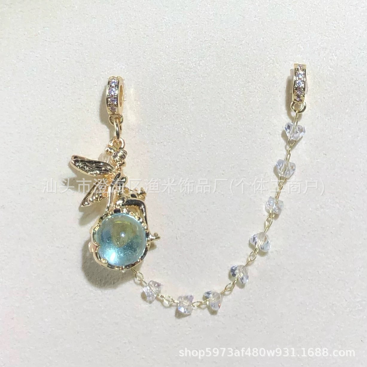 14K Gold-Plated Crystal DIY Accessories Fairy Goddess Pendant Spacer Beads Chain Bracelet Necklace with Chinese Style Jewelry Beads