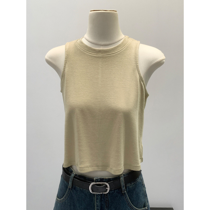 【Live Stream Hot Item】Spicy Girl Sports Tank Top 2026 New Style Versatile Sleeveless Short Round Neck Top for Outerwear or Layering