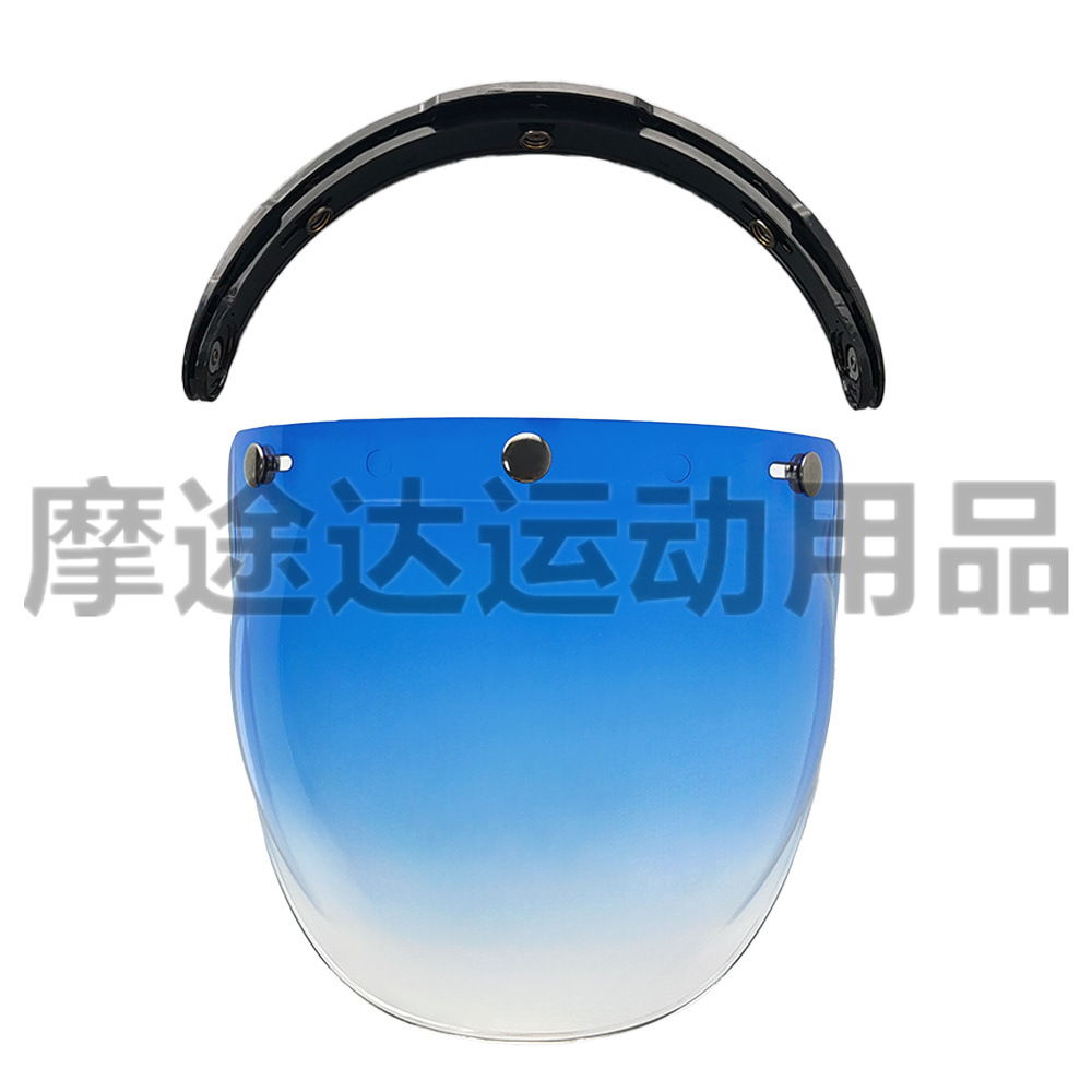Retro Motorcycle Helmet Lens with Curved Surface, Three-Button Bubble Mirror, Multi-Color Windproof and Uv Protection Shield