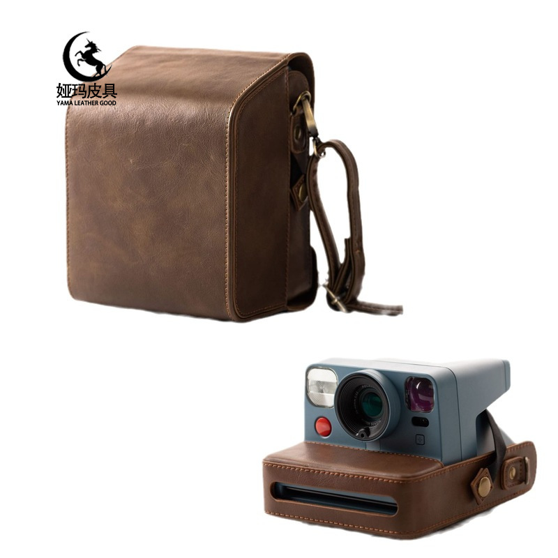 Foreign trade new cowhide square Polaroid Now camera bag retro convenient leather camera protective leather case