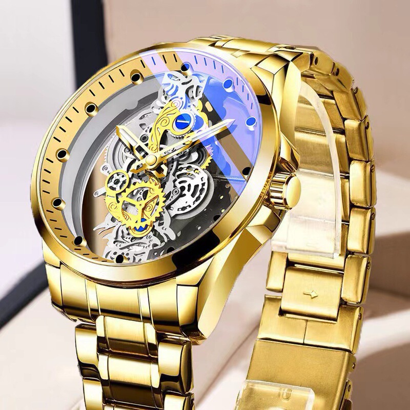Swiss genuine goods new double-sided hollow men's watch fashion trend calendar waterproof watch AliExpress Amazon