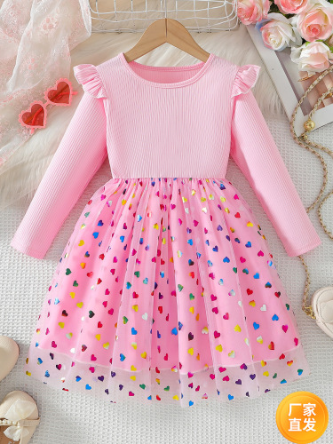 Girls' Dress 2025 Spring Collection New Korean Style Children's Large Kids Skirt Spring and Autumn Little Girl Stylish Princess Dress